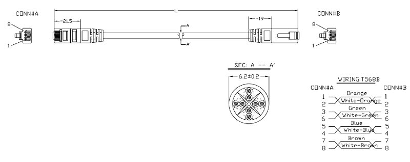 Патч-корд Hyperline RJ-45 - RJ-45, категории 6, неэкранированный (U/UTP), 24 AWG, LSZH